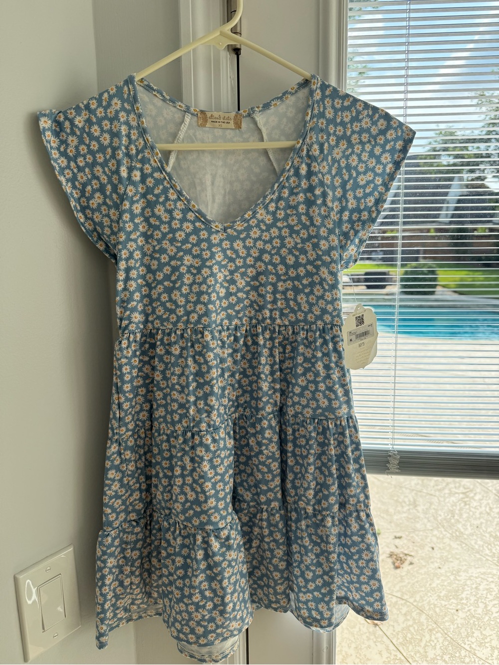 Altar'd State Blue and White Daisy Tiered Dress. NWT.
